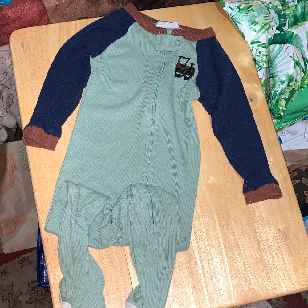 Kids One Piece Footie with Tractor Design